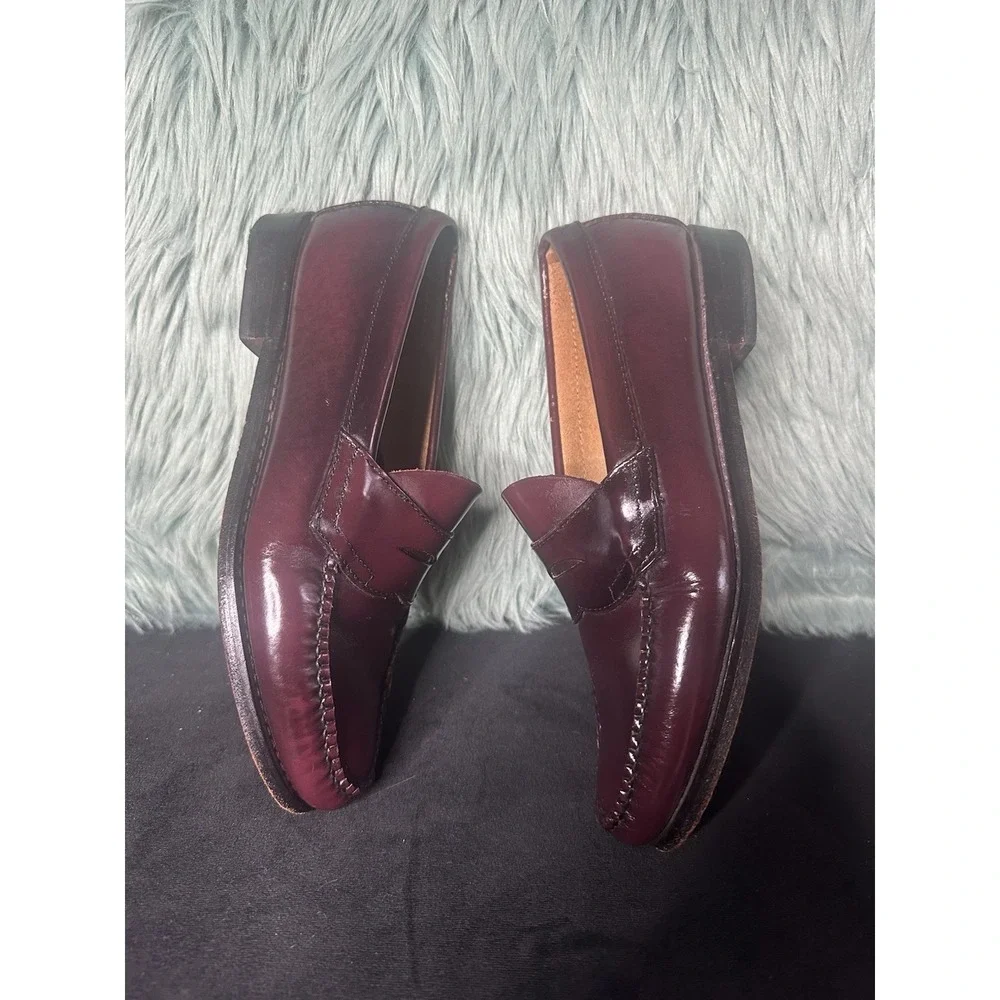 G.H. Bass & Co Weejuns Loafers Men 7.5 D Leather Slip On Shoes VTG Cherry Red